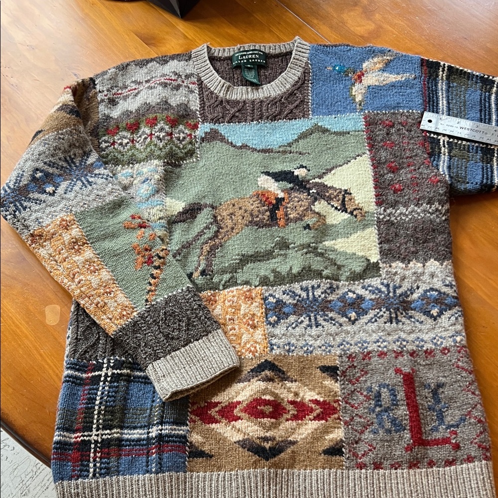 Vintage Ralph Lauren Rustic Patchwork Sweater